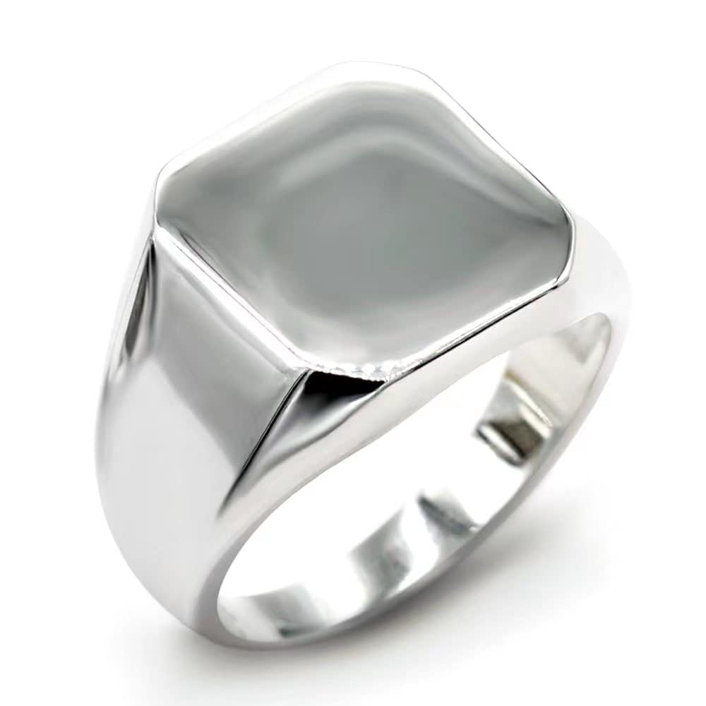 初期 Undercover Silver 925 Square Ring Solid 925 Sterling Silver Men's Ring Square Classic Simple Finger